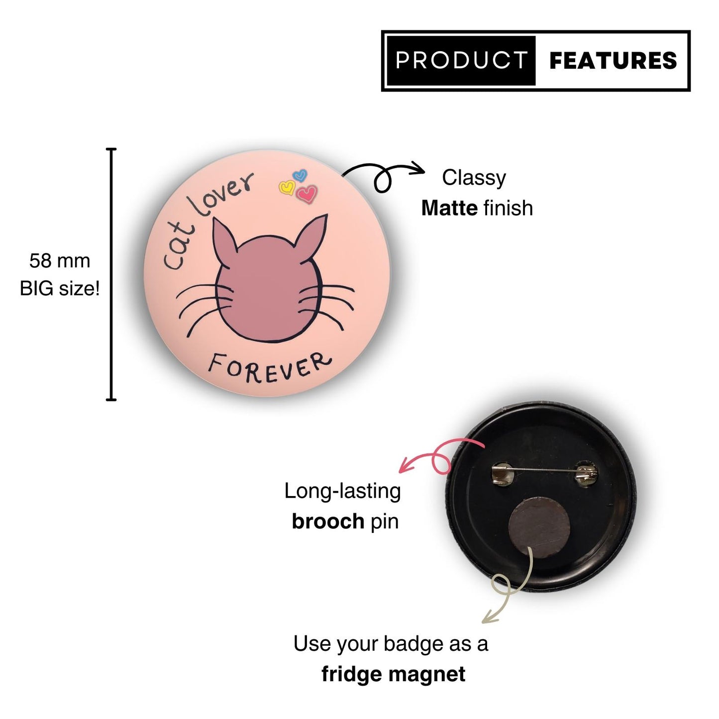 Cat Lover Badge+Magnet