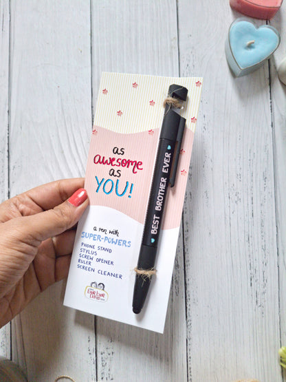 Super Power Pen and Bro Photo Magnet - Rakhi Gift for Brother