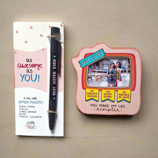 Super Power Pen and Sister Photo Magnet - Gift for Sister