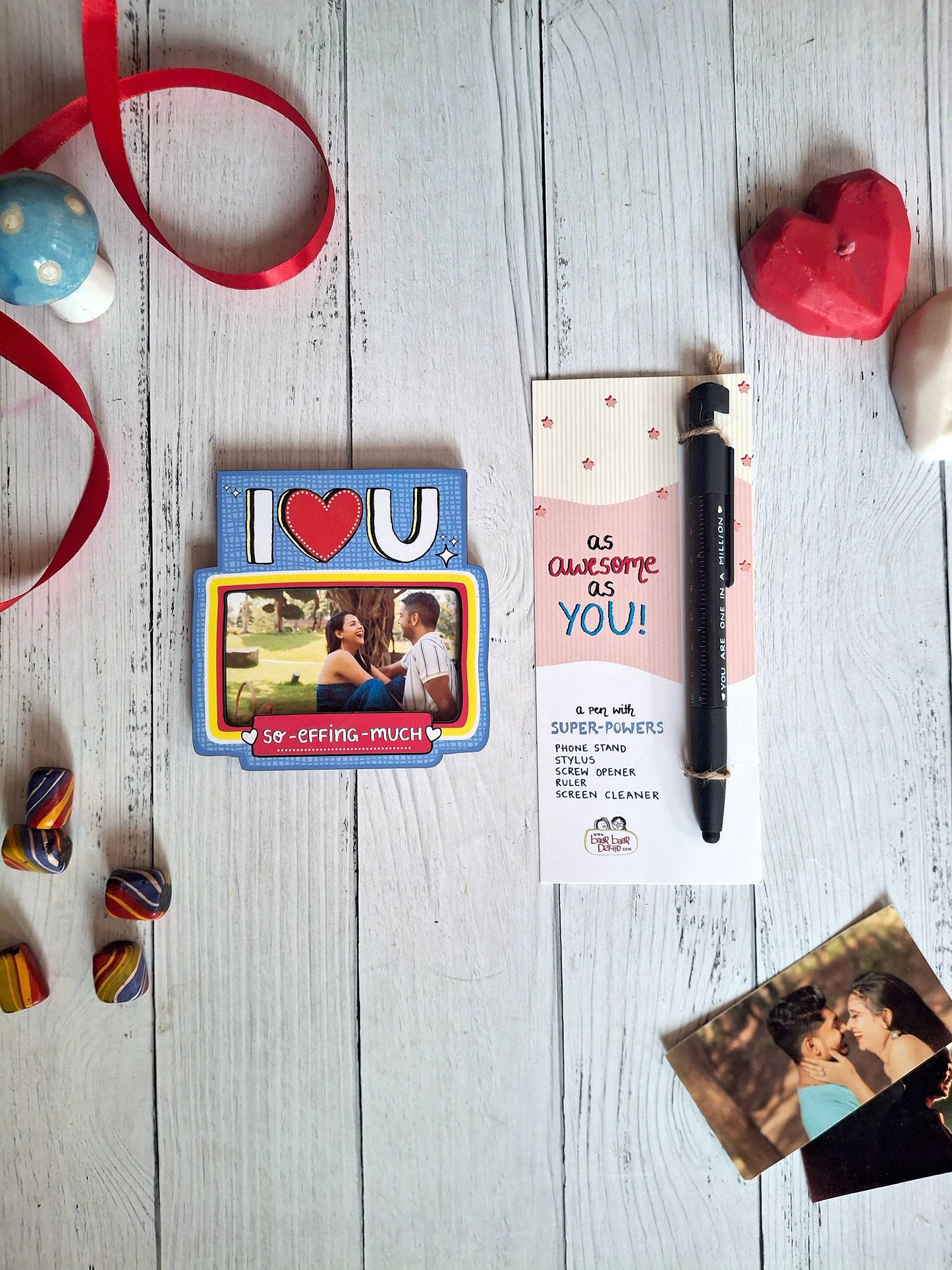 Super Power Pen and I Love You Photo Magnet - Valentines Day Gift