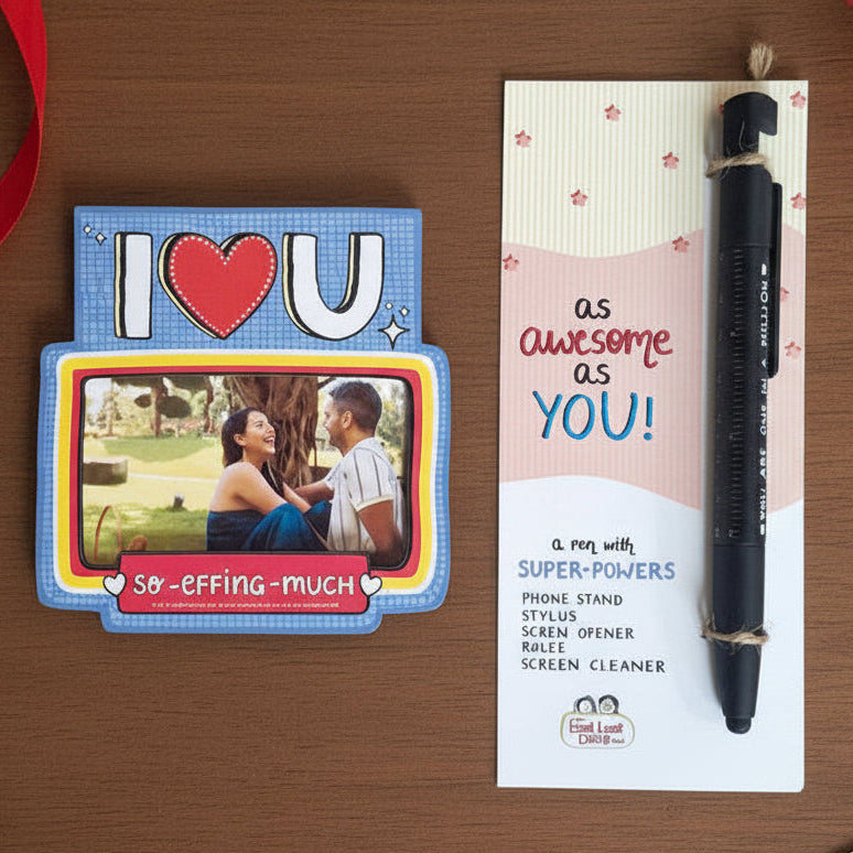Super Power Pen and I Love You Photo Magnet - Valentines Day Gift