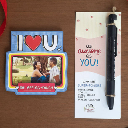Super Power Pen and I Love You Photo Magnet - Valentines Day Gift