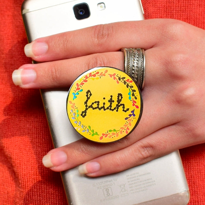 faith, yellow, fun, pop holder, mobile, support