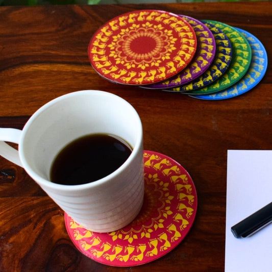 The Colourful Warli - Coaster - Set of 6