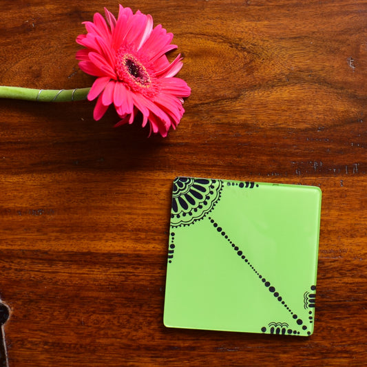 Green and Black Doodle - Coaster