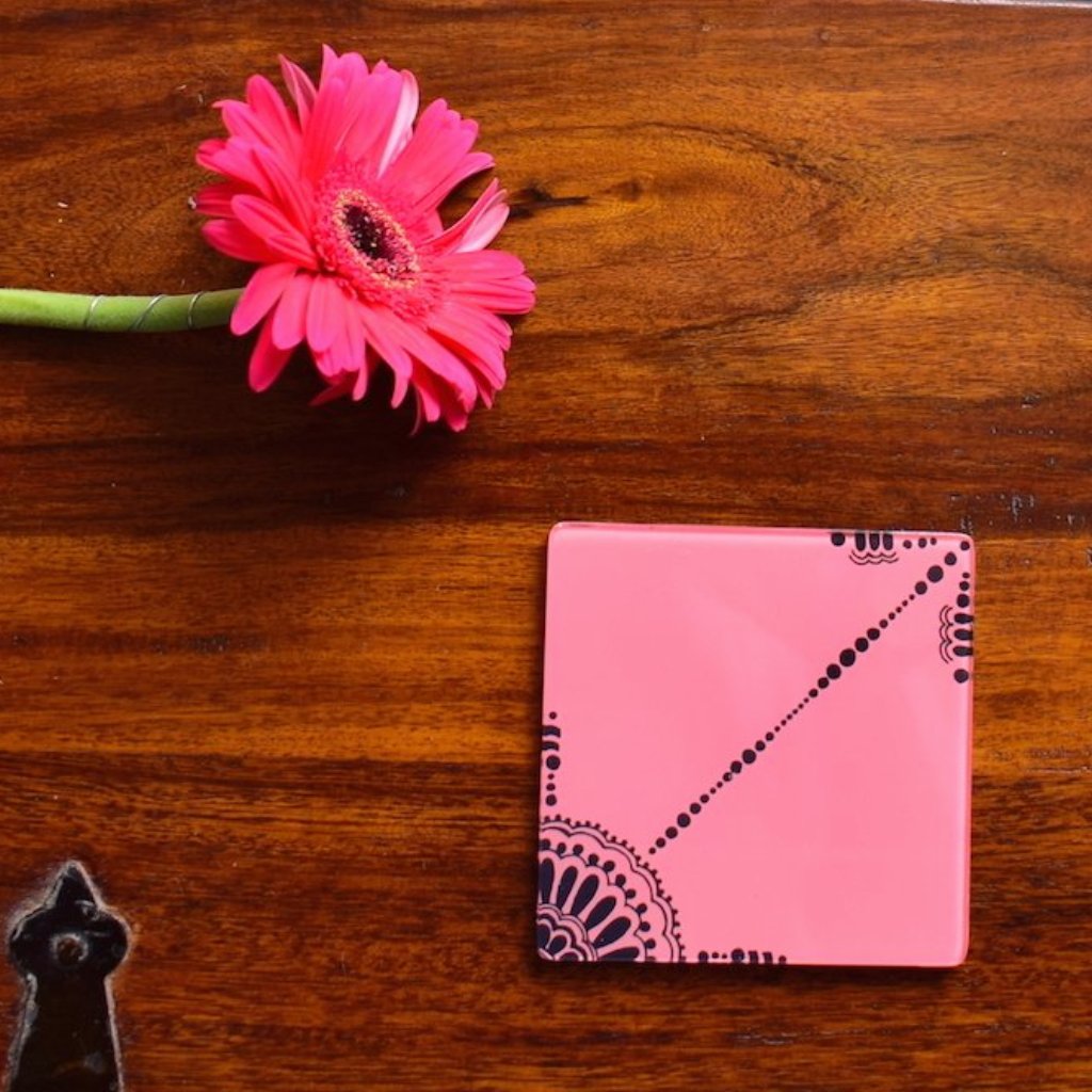 Pink and Black Doodle - Coaster