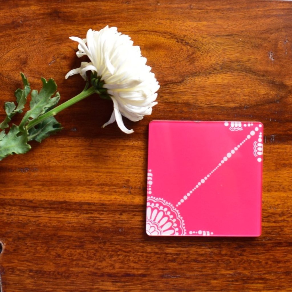 Pink and White Doodle - Coaster